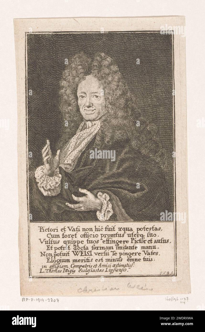 Portrait van Christian Weise, Johann Christoph Boecklin, 1667 - 1709 print  Leipzig paper engraving historical persons Stock Photo