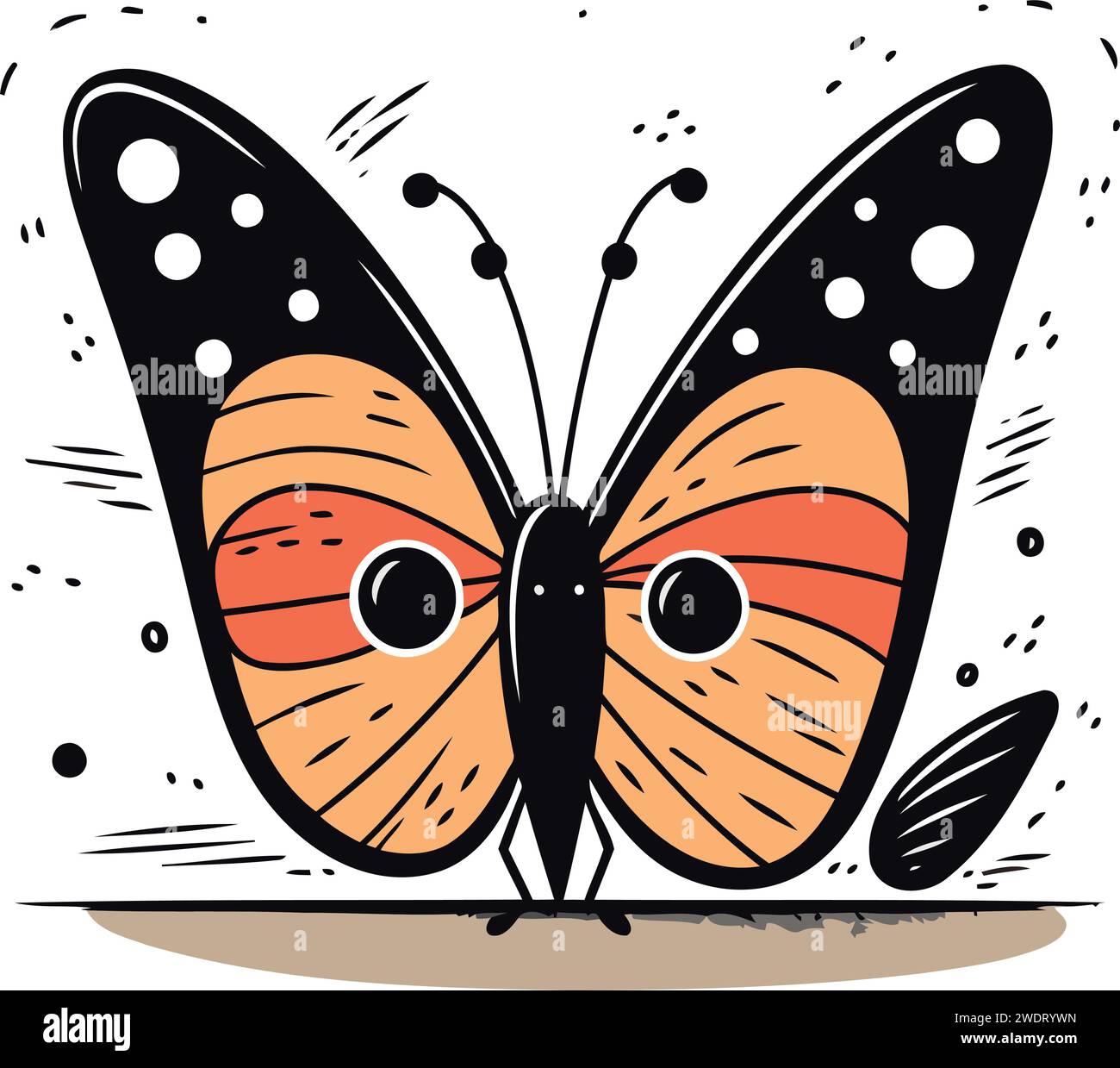 Butterfly isolated on white background. Hand drawn vector illustration ...