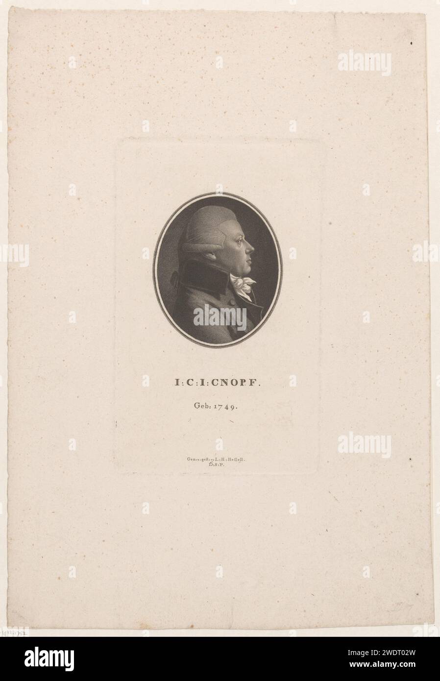 Portrait van Johann Christoph Jacob Cnopf, Leonhard Heinrich Hessell, 1767 - 1830 print   paper  historical persons Stock Photo