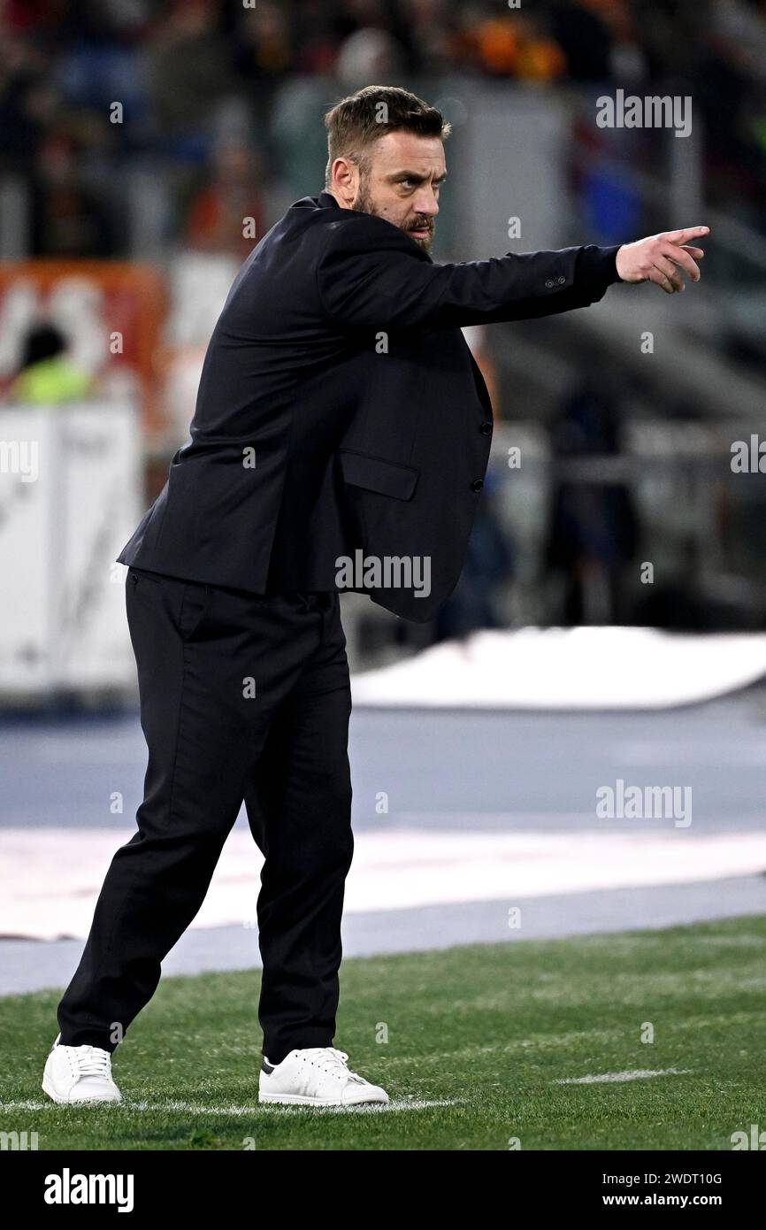 Daniele De Rossi coach of AS Roma gestures during the Serie A football ...