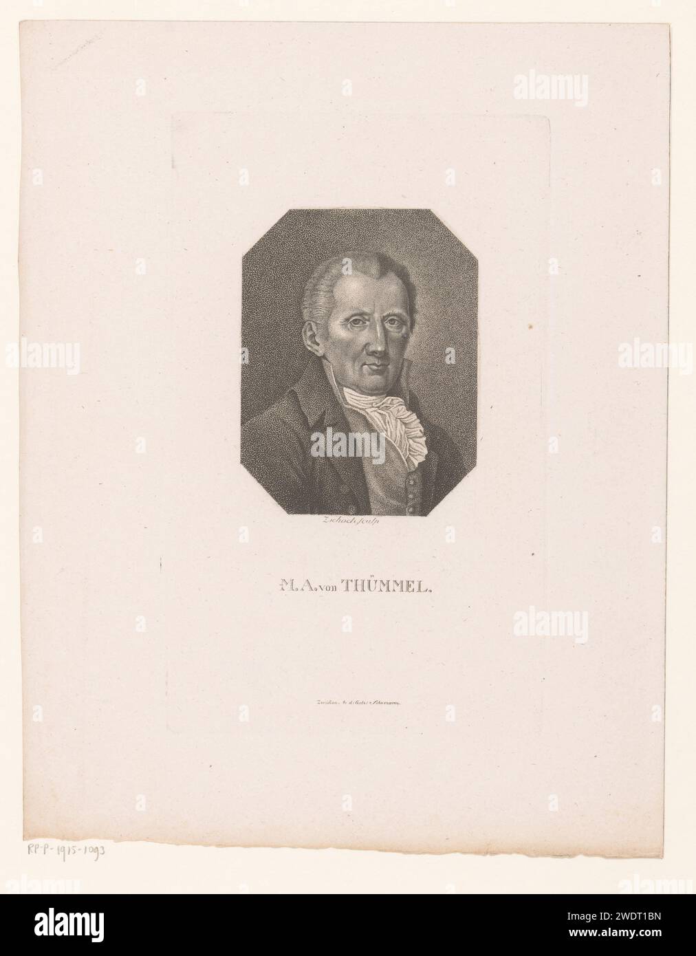 Portrait van Moritz August von Thümmel, Christian Gottfried Zschoch, 1818 - 1832 print  print maker: Germanypublisher: Zwickau paper engraving historical persons. portrait of a writer. writer, poet, author Stock Photo