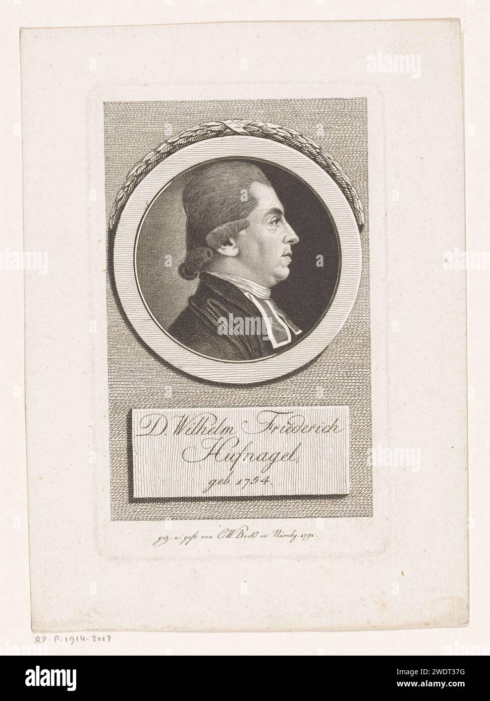 PortraT van Wilhelm Friedrich Hufnagel, Christoph Wilhelm Bock, 1791
