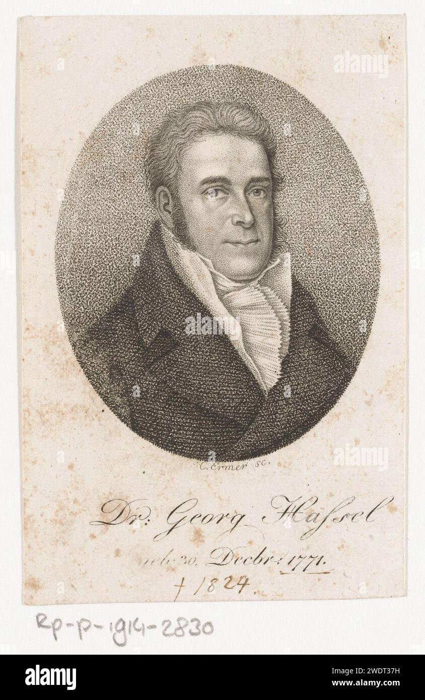 Portracted van Johann Georg Heinrich Hassel, Christian Sleer, 1796 - 1855 print   paper  historical persons Stock Photo