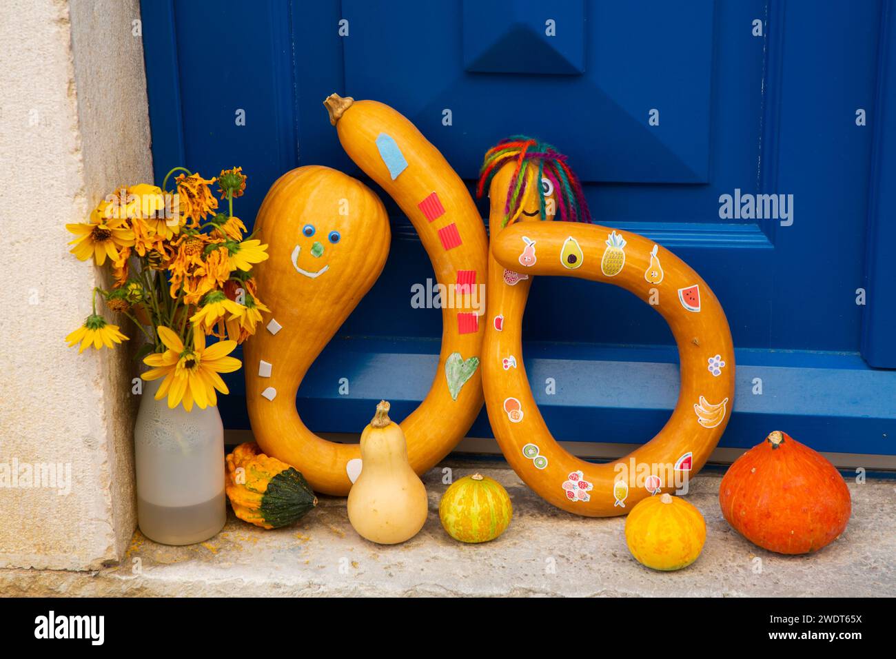 Decorative Pumpkins, Motovun, Croatia, Europe Stock Photo