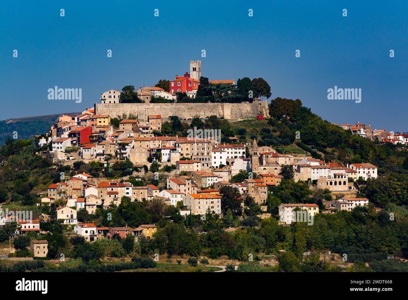 Long distance view, Motovun, Croatia, Europe Stock Photo