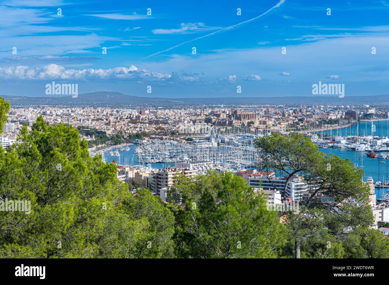 View from Bellver Castle over Palma, Mallorca, Balearic islands, Spain, Mediterranean, Europe Stock Photo
