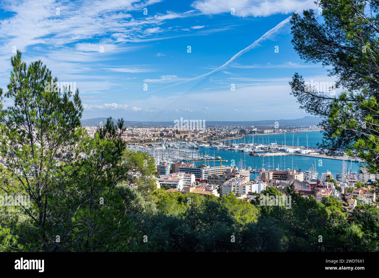 View from Bellver Castle over Palma, Mallorca, Balearic islands, Spain, Mediterranean, Europe Stock Photo