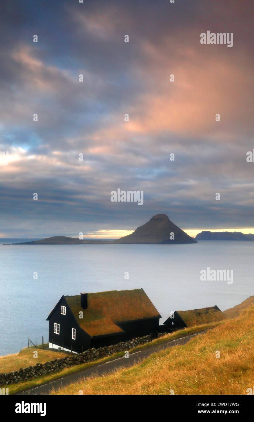 Kirkjubour Village, Streymoy, Faroe Islands, Denmark, Europe Stock Photo