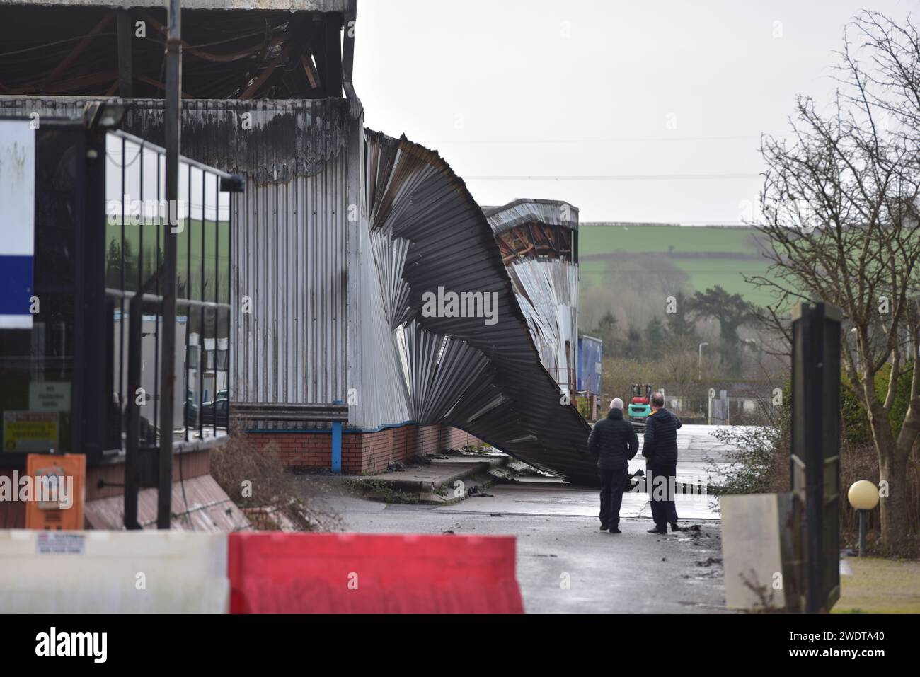 Ex Sony plant fire, Bridgend Industrial Estate, South Wales Stock Photo