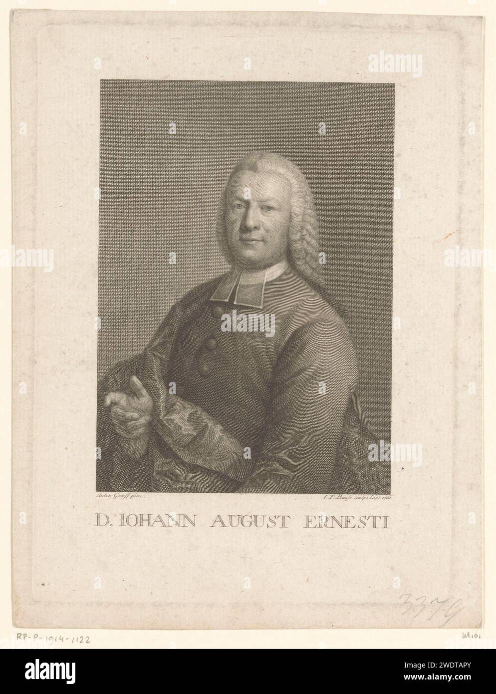 Portrait van Johann August Ernesti, Johann Friedrich Bause, after Anton