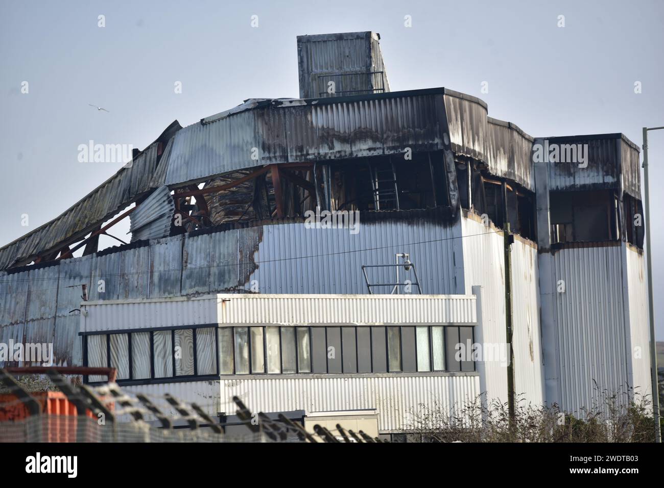 Ex Sony plant fire, Bridgend Industrial Estate, South Wales Stock Photo
