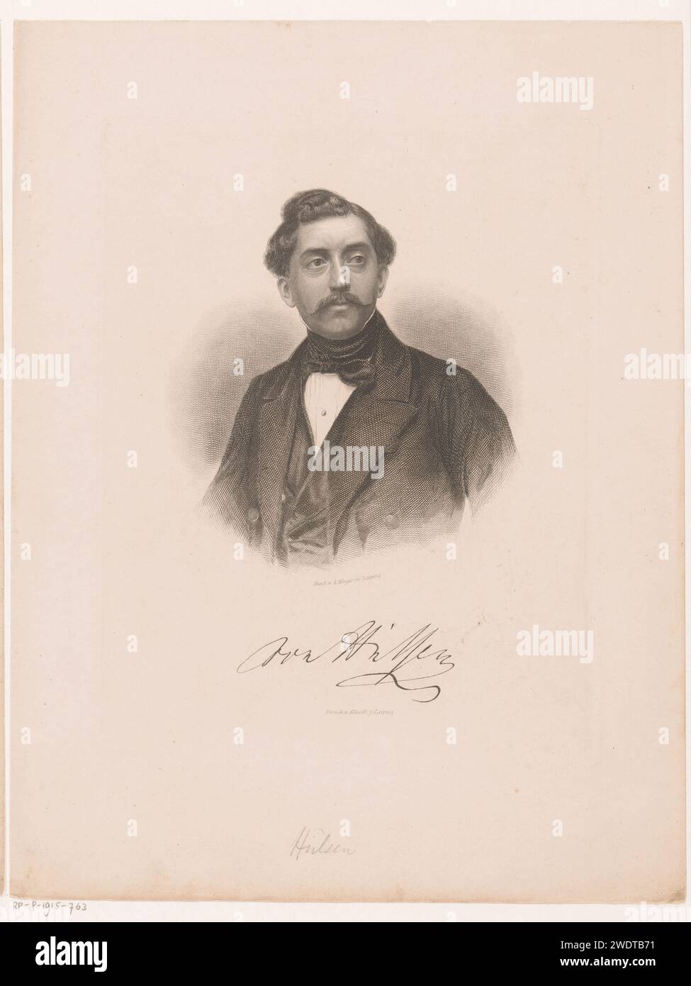 Portrait van Botho von Hülsen, August Weger, 1849 - 1892 print  Leipzig paper steel engraving historical persons Stock Photo