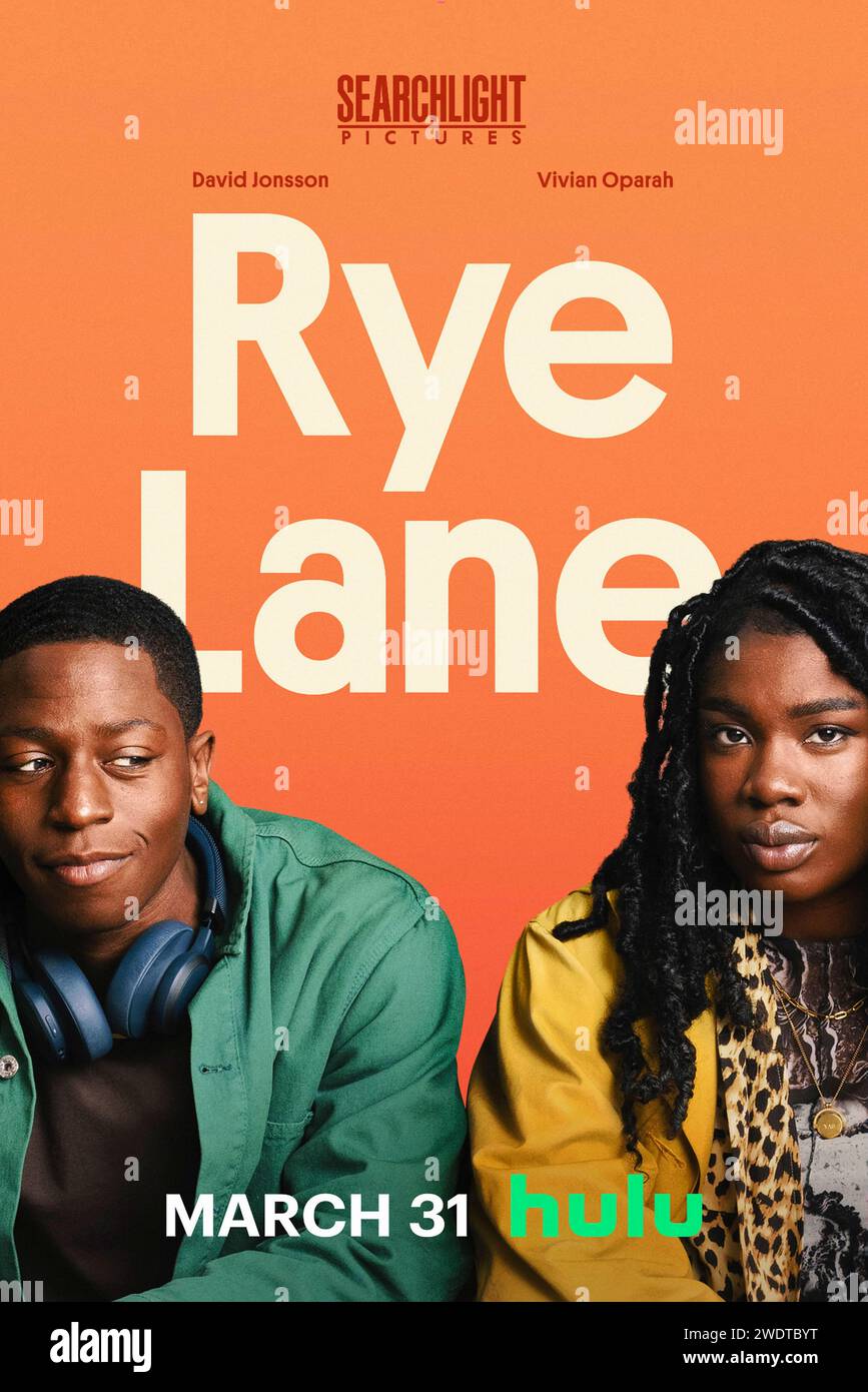 Rye Lane (2023) directed by Raine Allen-Miller and starring David Jonsson, Vivian Oparah and Poppy Allen-Quarmby. Two youngsters reeling from bad breakups connect over an eventful day in South London. US one sheet poster ***EDITORIAL USE ONLY***. Credit: BFA / Hulu Stock Photo