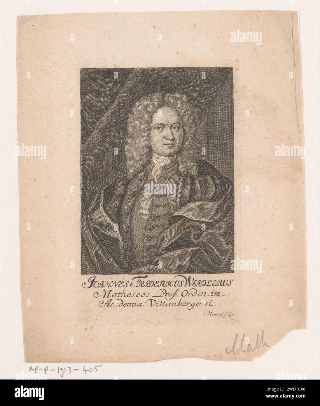 Portrait van Johann Friedrich Weidler, Johann Mentzel, 1687