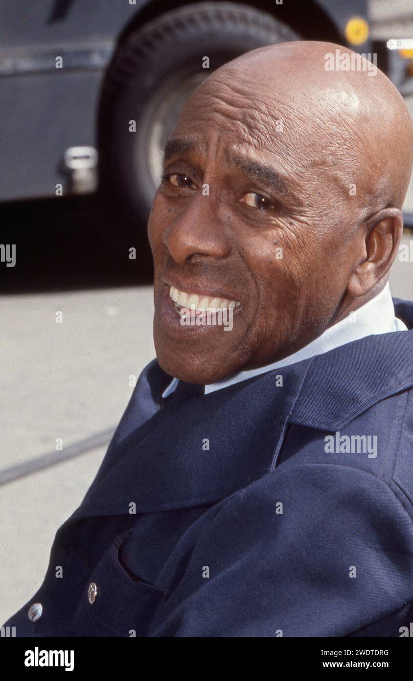 Actor musician Scatman Crothers on the set of a film in Manhattan circa 1979. Stock Photo