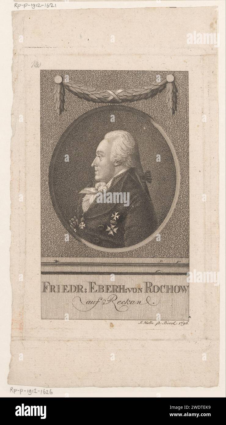 PortraT van Friedrich Eberhard von Rochow, J.S.L. Halle, 1796 print