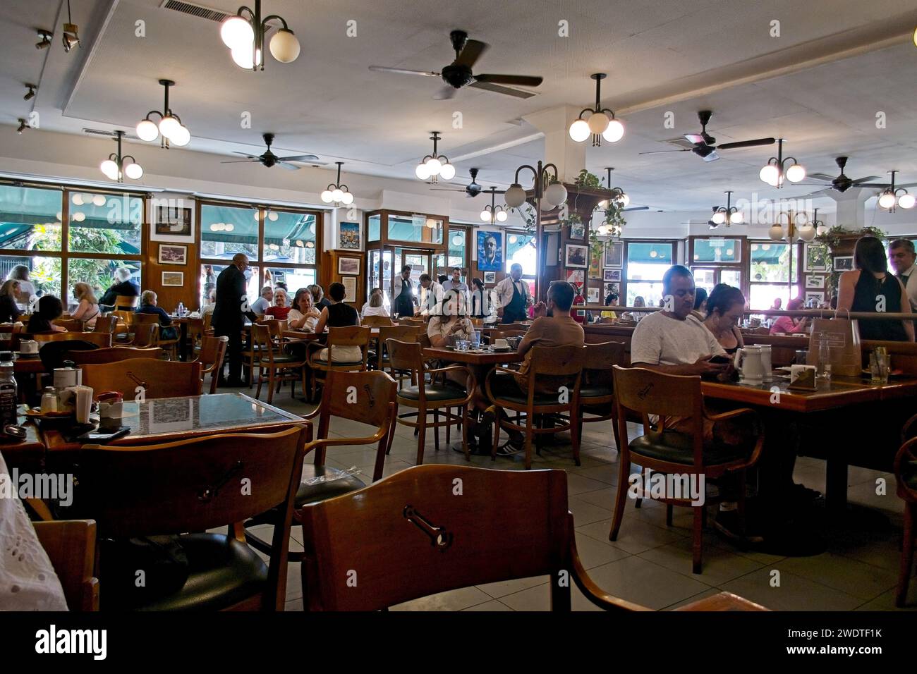 Buenos Aires, Argentina. La Biela, in the heart of Recoleta, is possibly the oldest cafe in the city.It was a meeting place motoring enthusiasts. Stock Photo