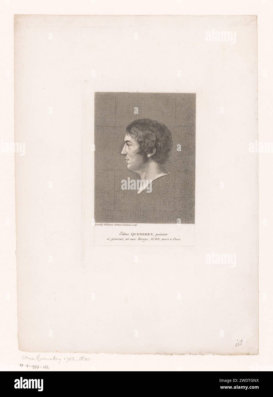 Portret van Edme Quenedey, Soliman Lieutaud, After Edme Quenedey, 1825 - 1874 print   paper engraving / etching historical persons. portrait, self-portrait of artist Stock Photo