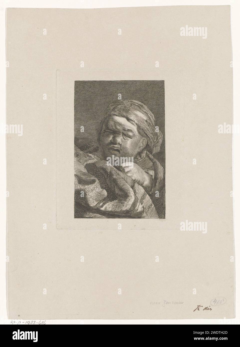 Crying Child, Anonymous, After Cornelis Visscher (II), 1800 - 1900 print  Netherlands paper engraving child (+ being sad, suffering, sorrowing) Stock Photo