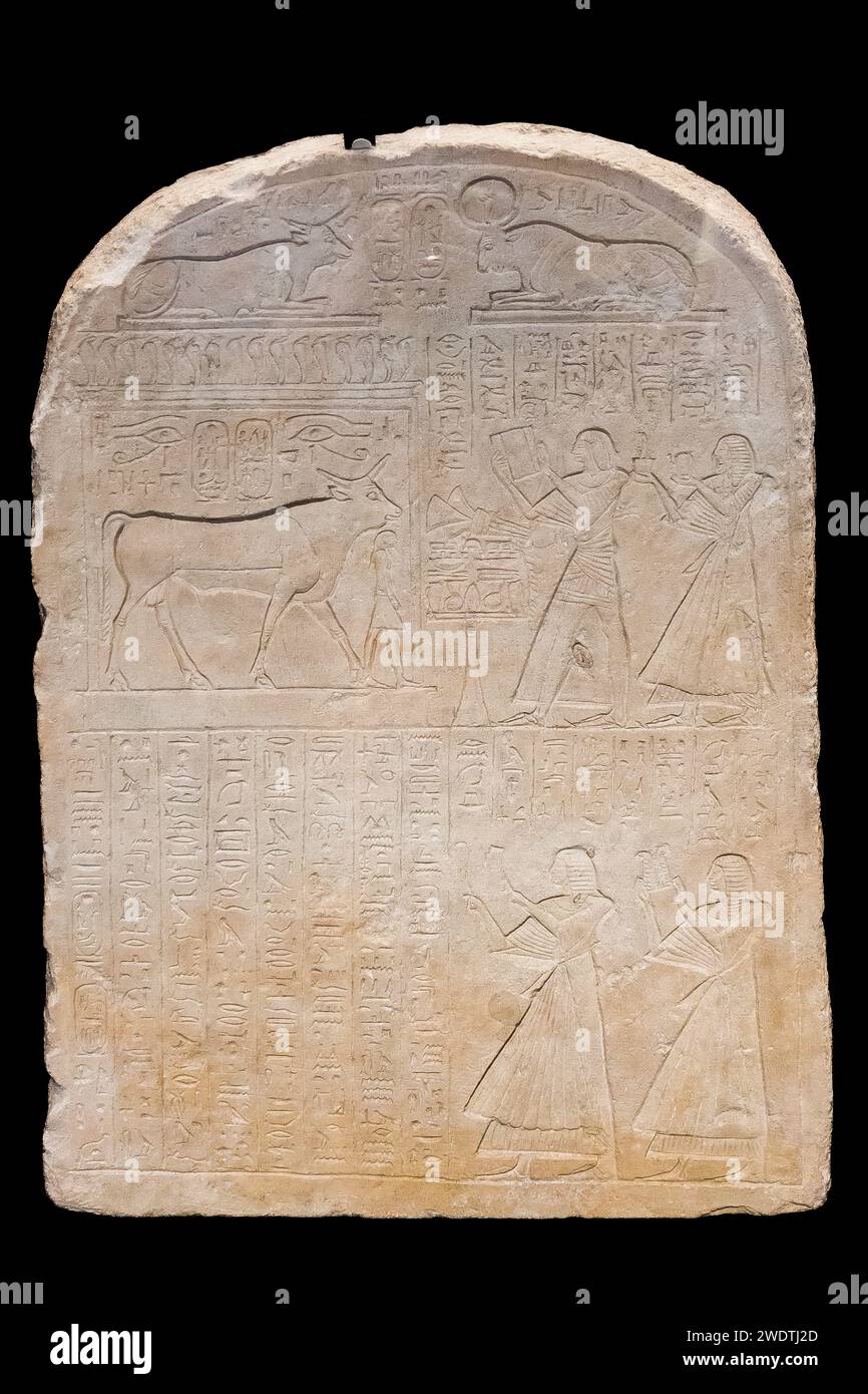 Egypt Saqqara Serapeum Apis bull stele also showing another sacred Egypt Saqqara Serapeum Apis bull stele also showing another sacred