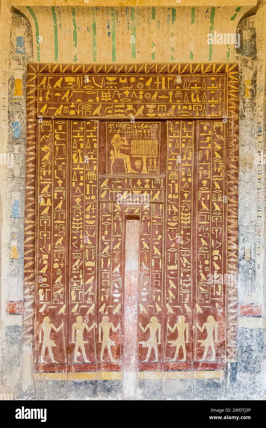 Egypt, Saqqara, tomb of Mehu, splendid false door, with vivid colors