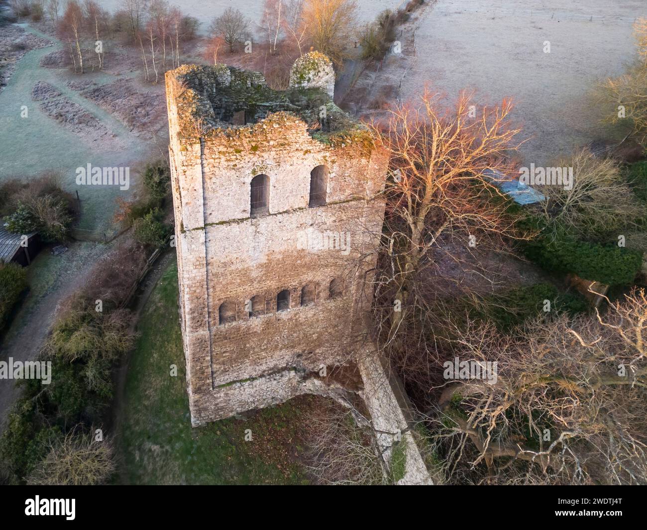 aerial view of st leonards tower in west malling. The Norman tower was built around 1100 AD Stock Photo