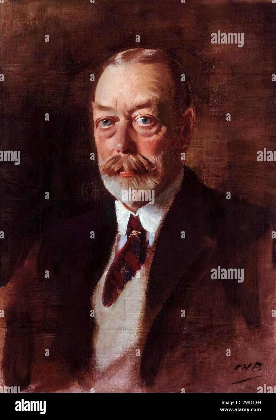 George V (1865-1936), King of the United Kingdom and the British Dominions, and Emperor of India (1910-1936), portrait painting in oil on canvas by Sir Oswald Burley, circa 1933 Stock Photo