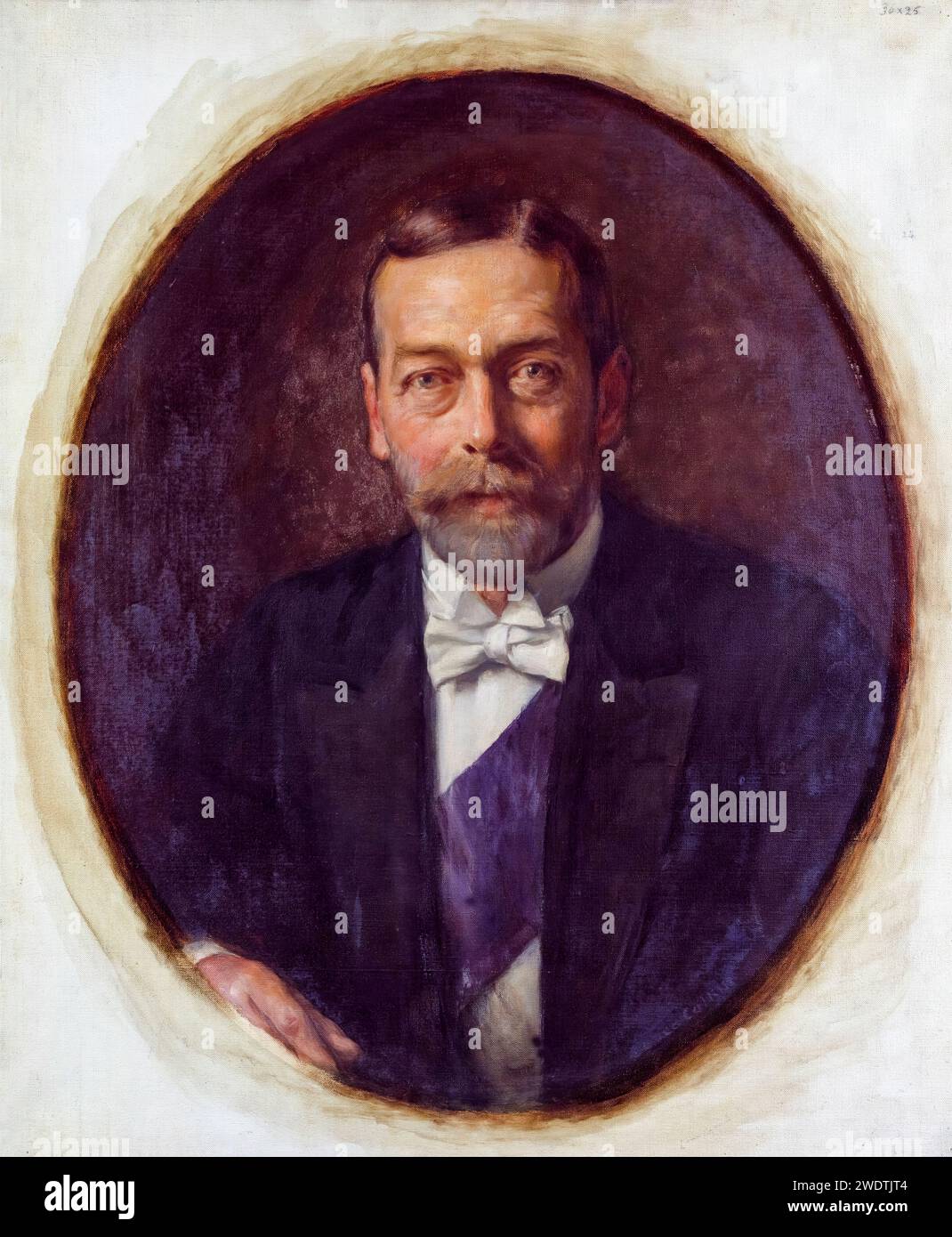 George V (1865-1936), King of the United Kingdom and the British Dominions, and Emperor of India (1910-1936), portrait painting in oil on canvas by Lance Calkin, circa 1914 Stock Photo