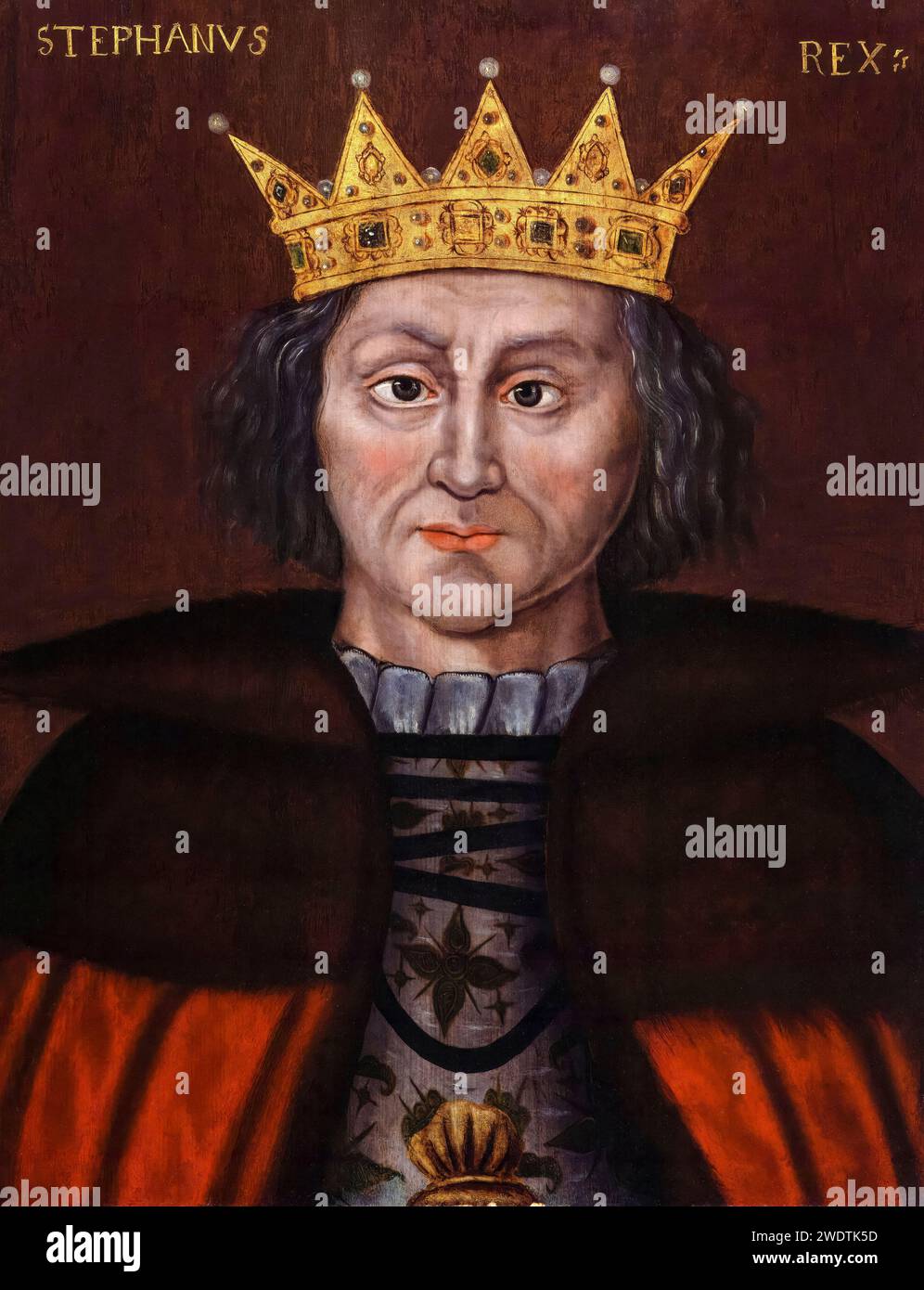 Stephen of Blois (1092 or 1096-1154), King Stephen of England (1135-1154), portrait painting in oil on panel 1597-1618 Stock Photo