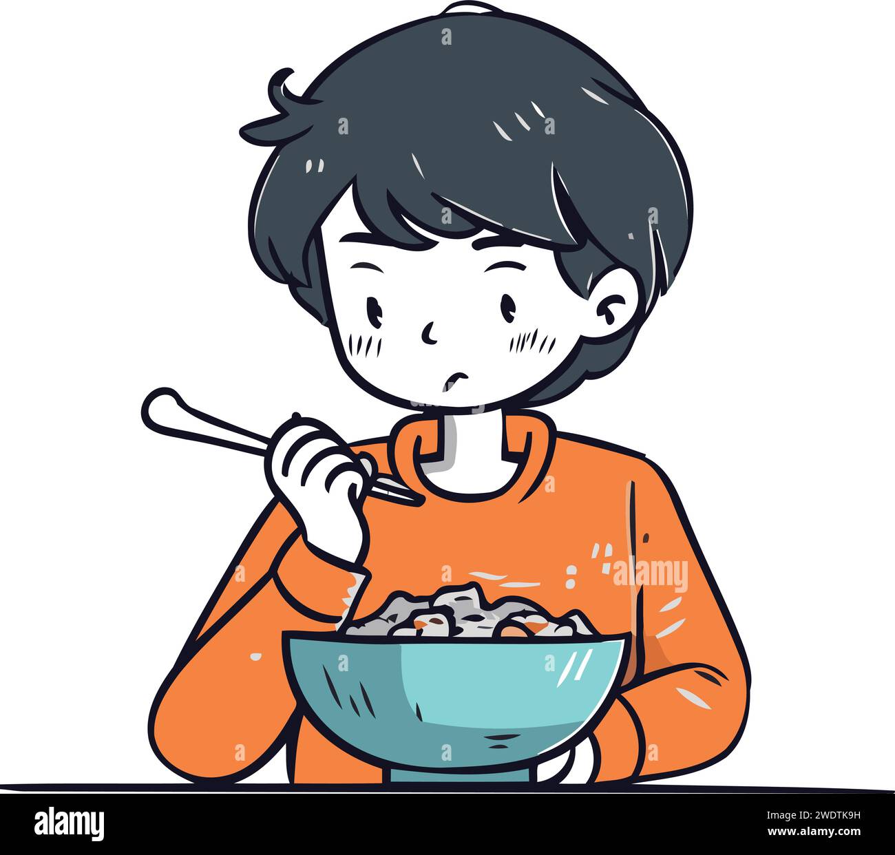 Child eating cereals Stock Vector Images - Alamy