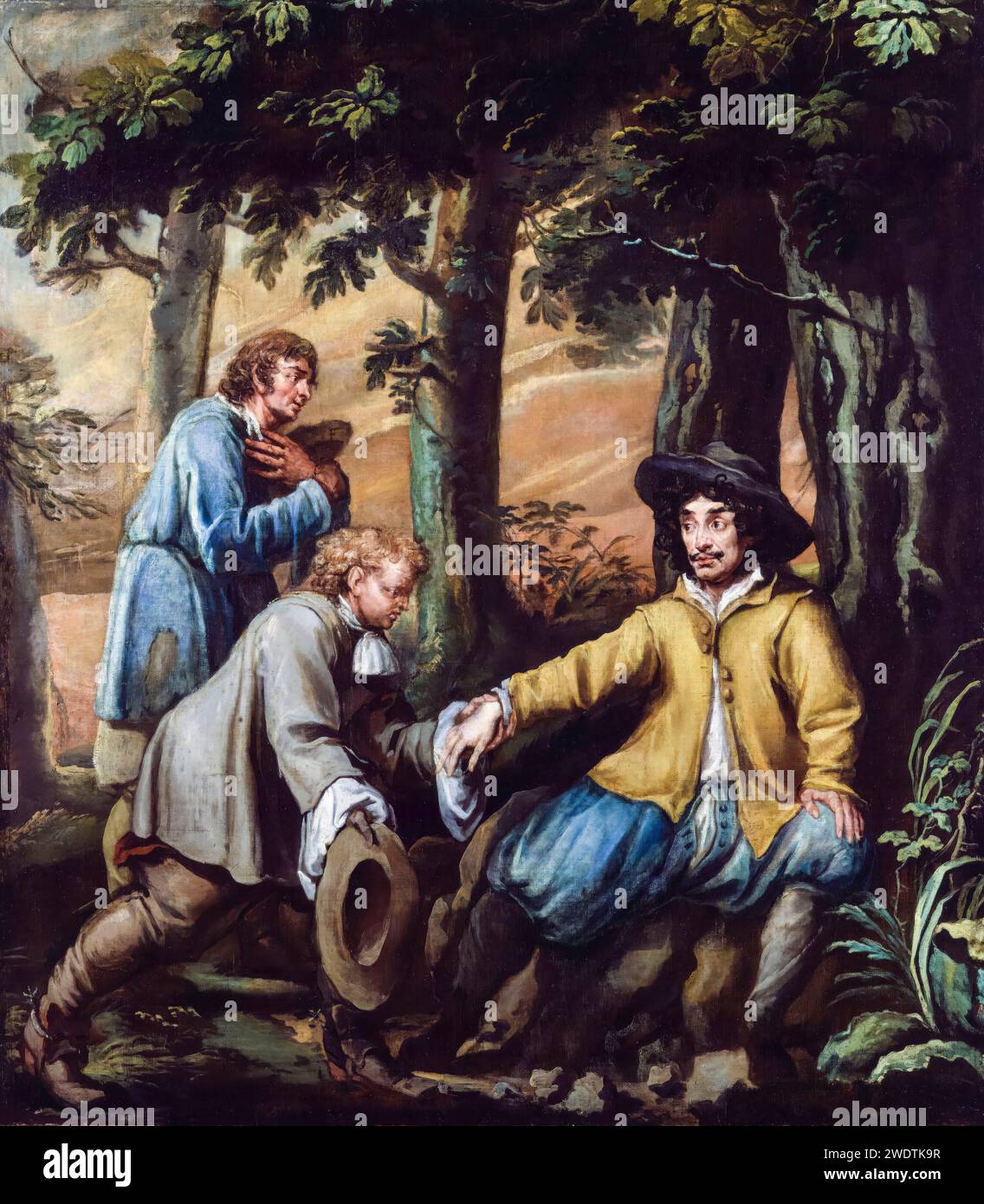 King Charles II (1630-1685), in Boscobel Wood, painting in oil on canvas by Isaac Fuller, 1660-1669 Stock Photo