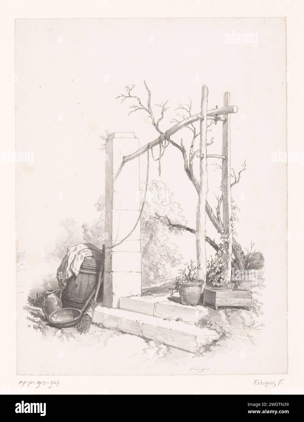 Separate fence with two steps, Fortuné Férogio, c. 1829 - c. 1875 print