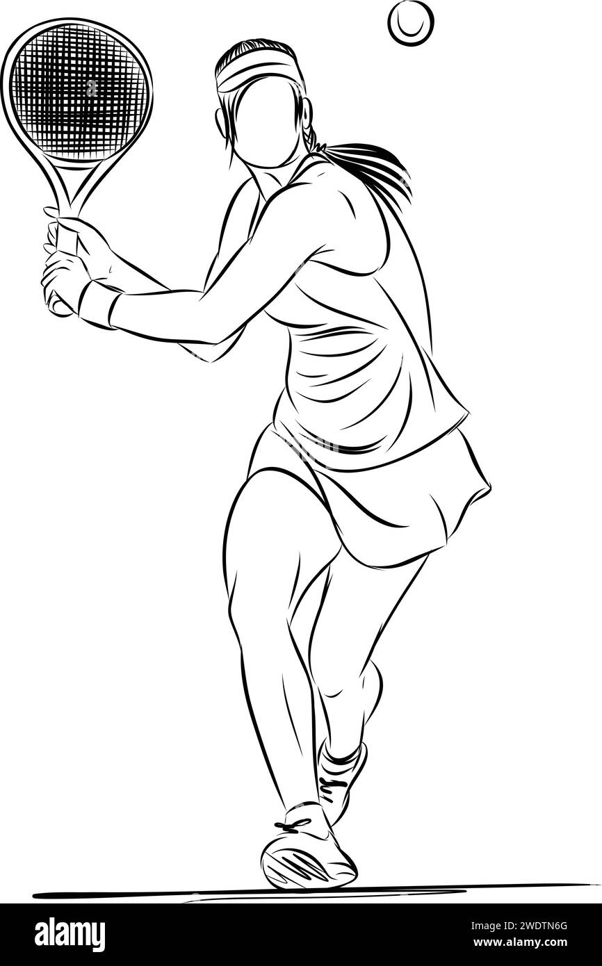 Tennis player hitting a serve. Young tennis player about to hit the