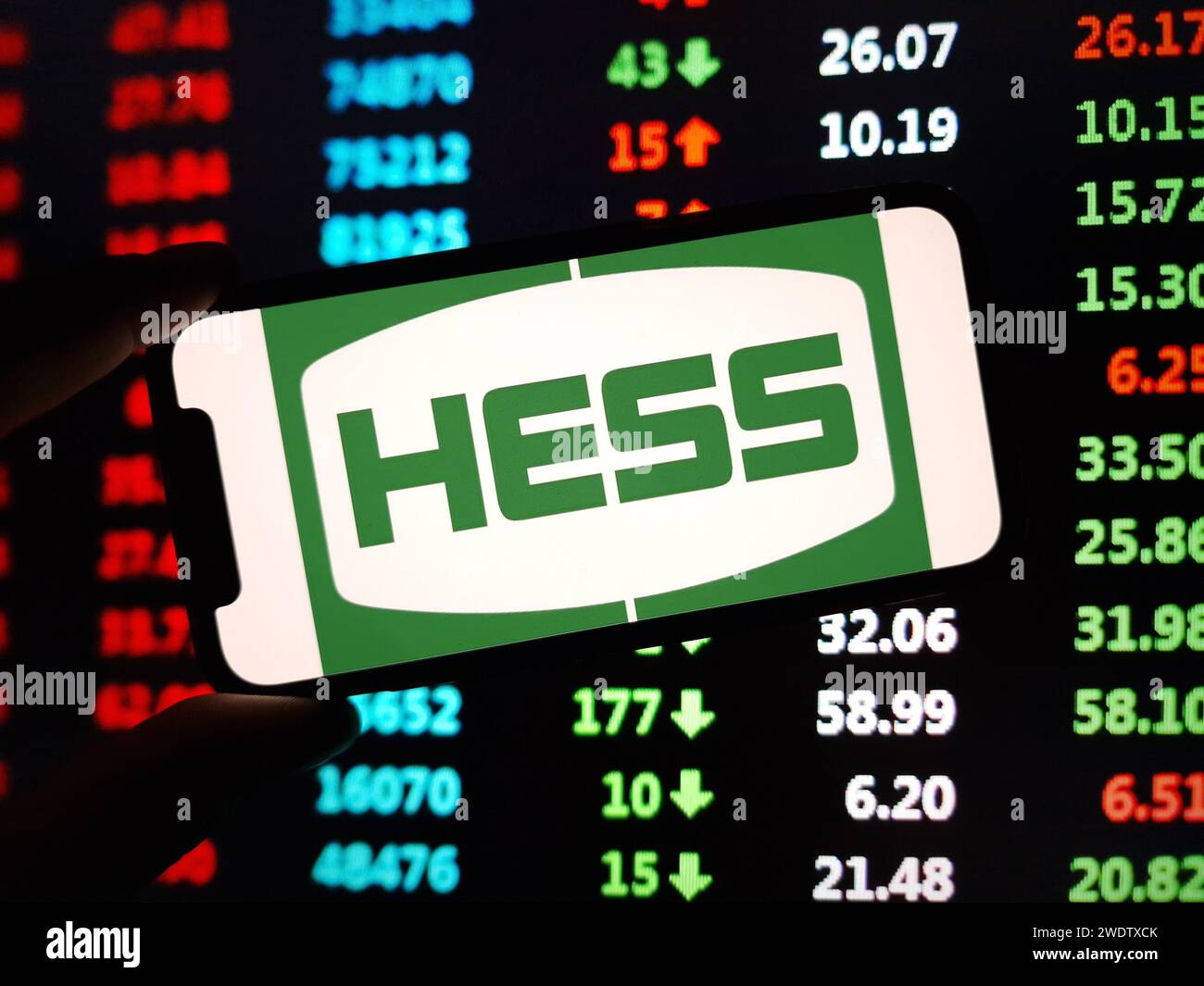 Konskie, Poland January 21, 2024 Hess company logo displayed on