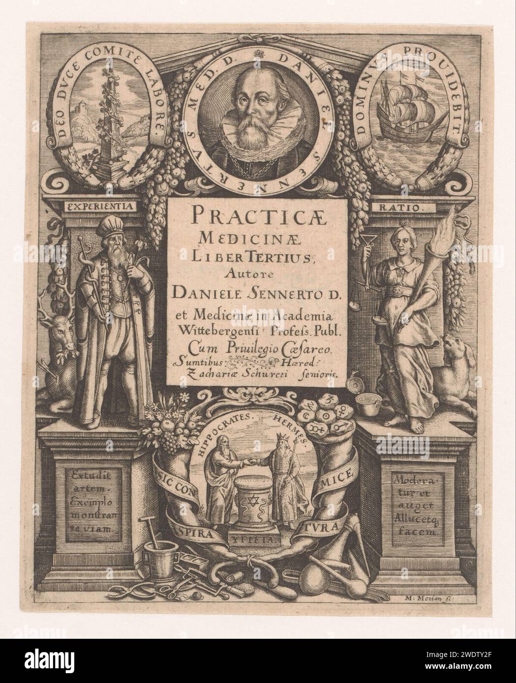 Architectural frame with portrait of Daniel Sennert and Allegories