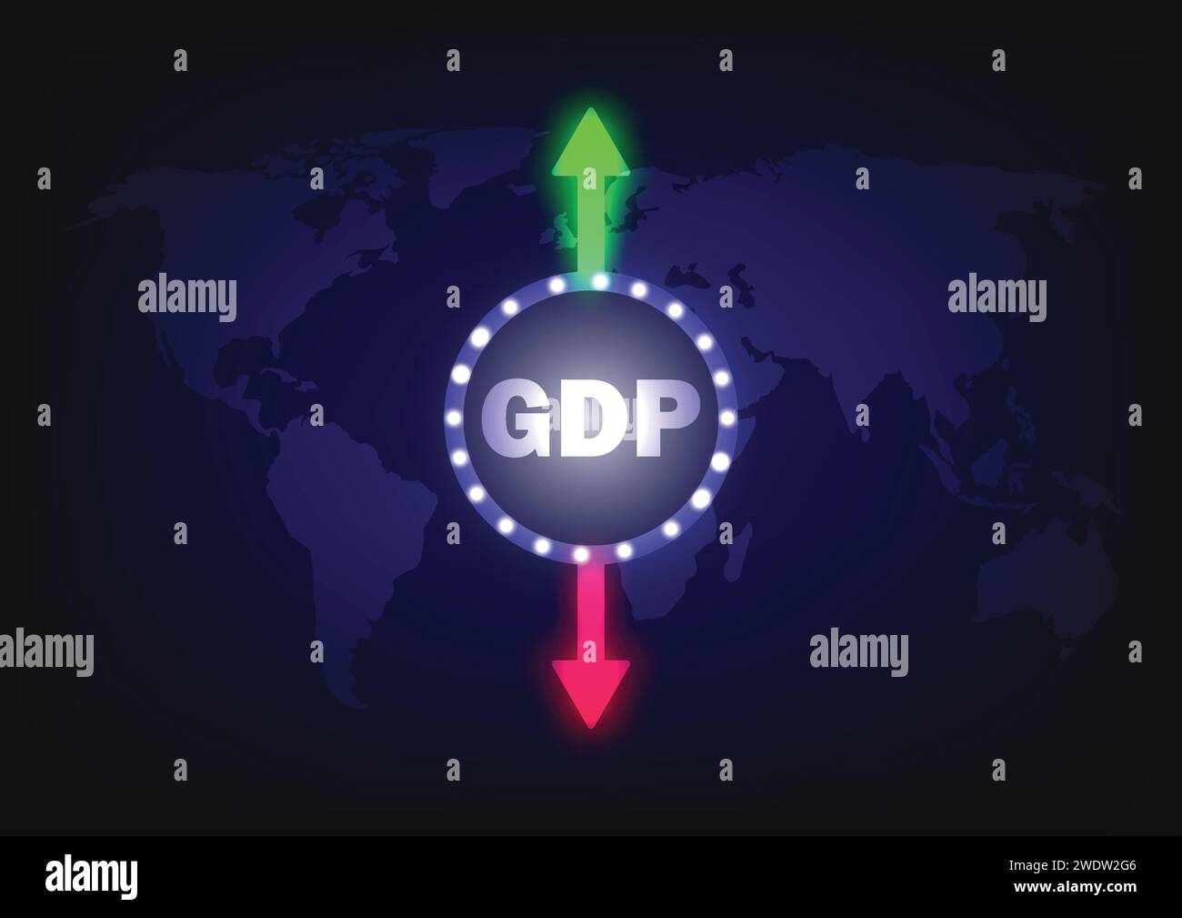 Gross domestic product or GDP. Check economic indicators of each country. Assessing the economy of global, quarterly, yearly. GDP concept. Vector Stock Vector