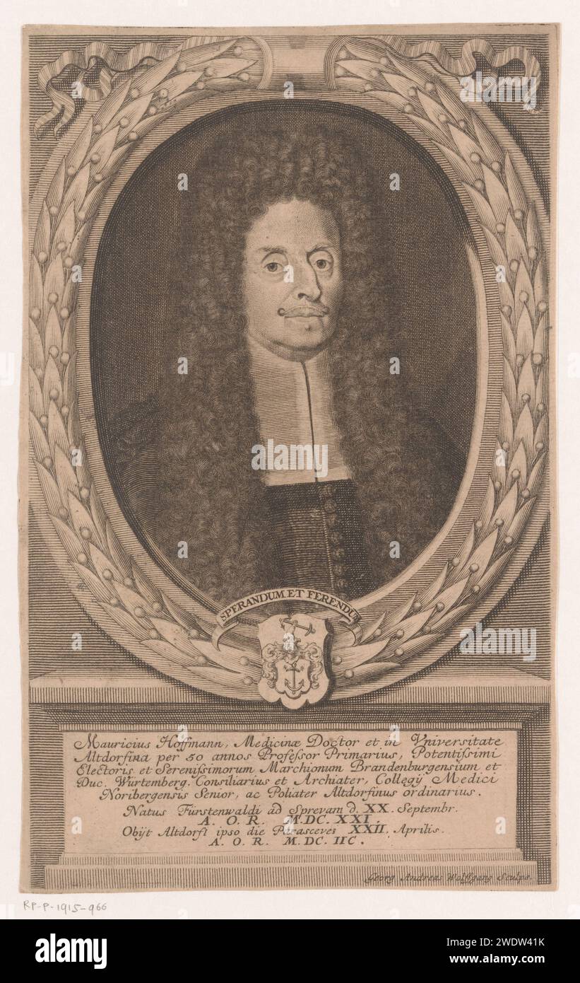 Portrait van Moritz Hoffmann, Georg Andreas Wolfgang, 1698 - 1716 print  Germany paper engraving / etching historical persons Stock Photo