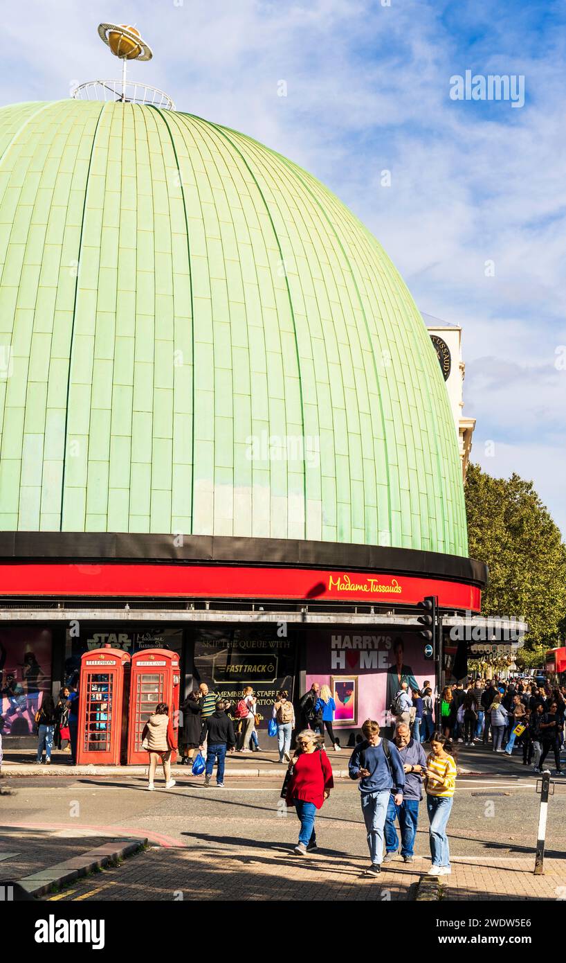 Madame Tussauds' wax museum in Marylebone Road, with the picturesque blue dome, London, England, United Kingdom. Stock Photo