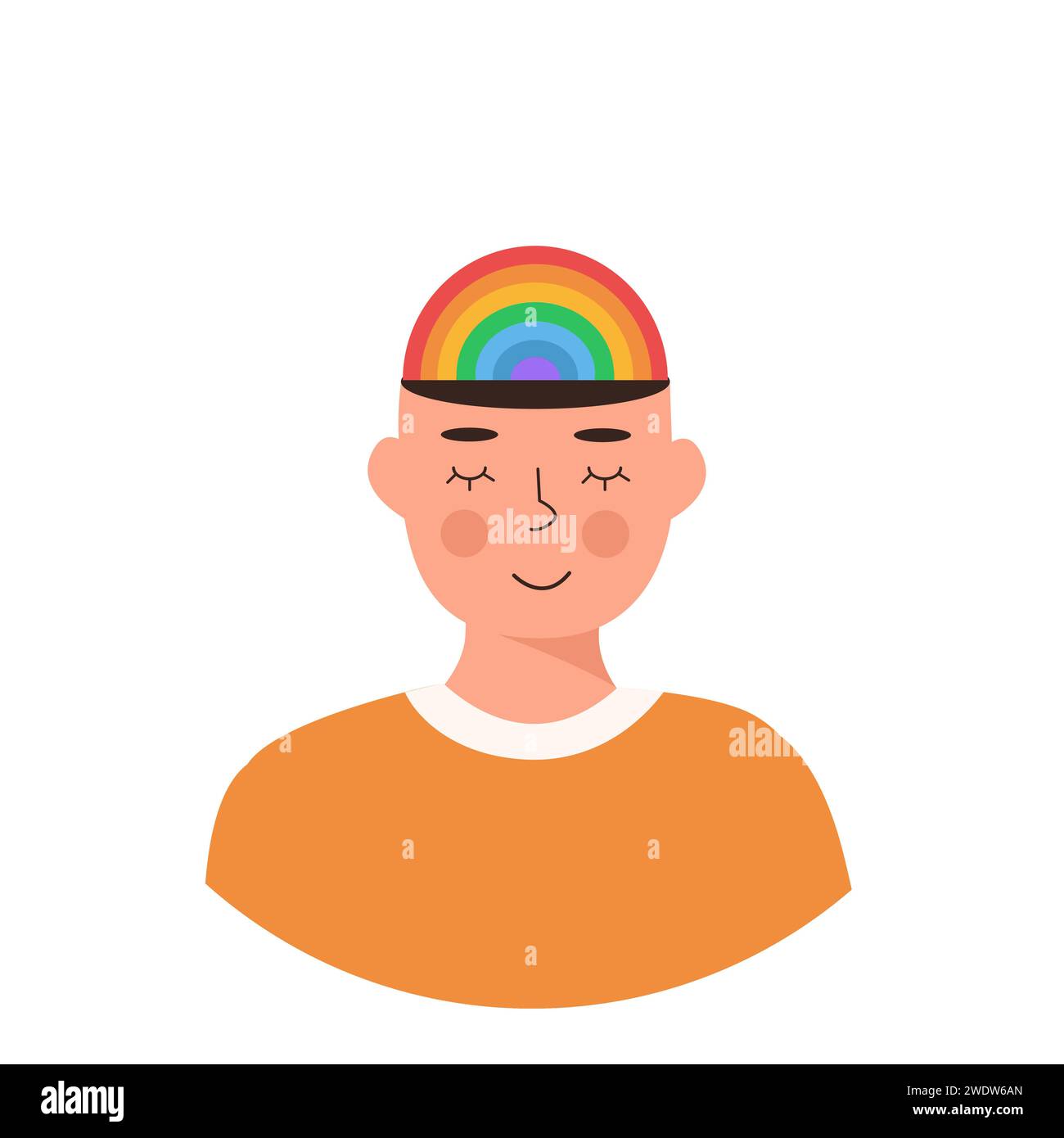 Male happy character with Montessori style rainbow on head vector flat ...