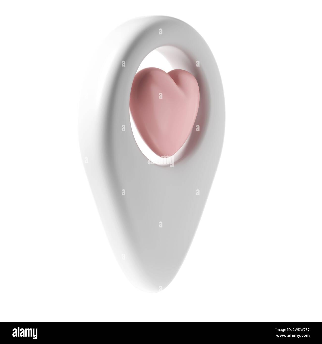 Map pointer 3d pin icon valentine. White geotag location point with ...