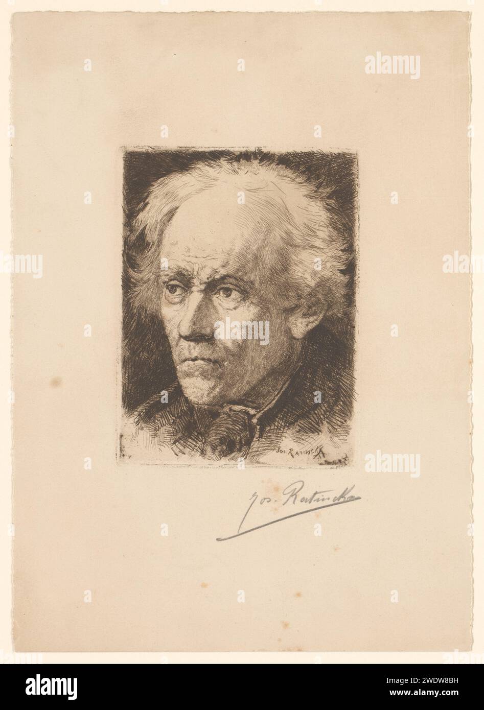 Head of an old man, Jos Ratinckx, 1870 - 1913 print paper ETCHING ...