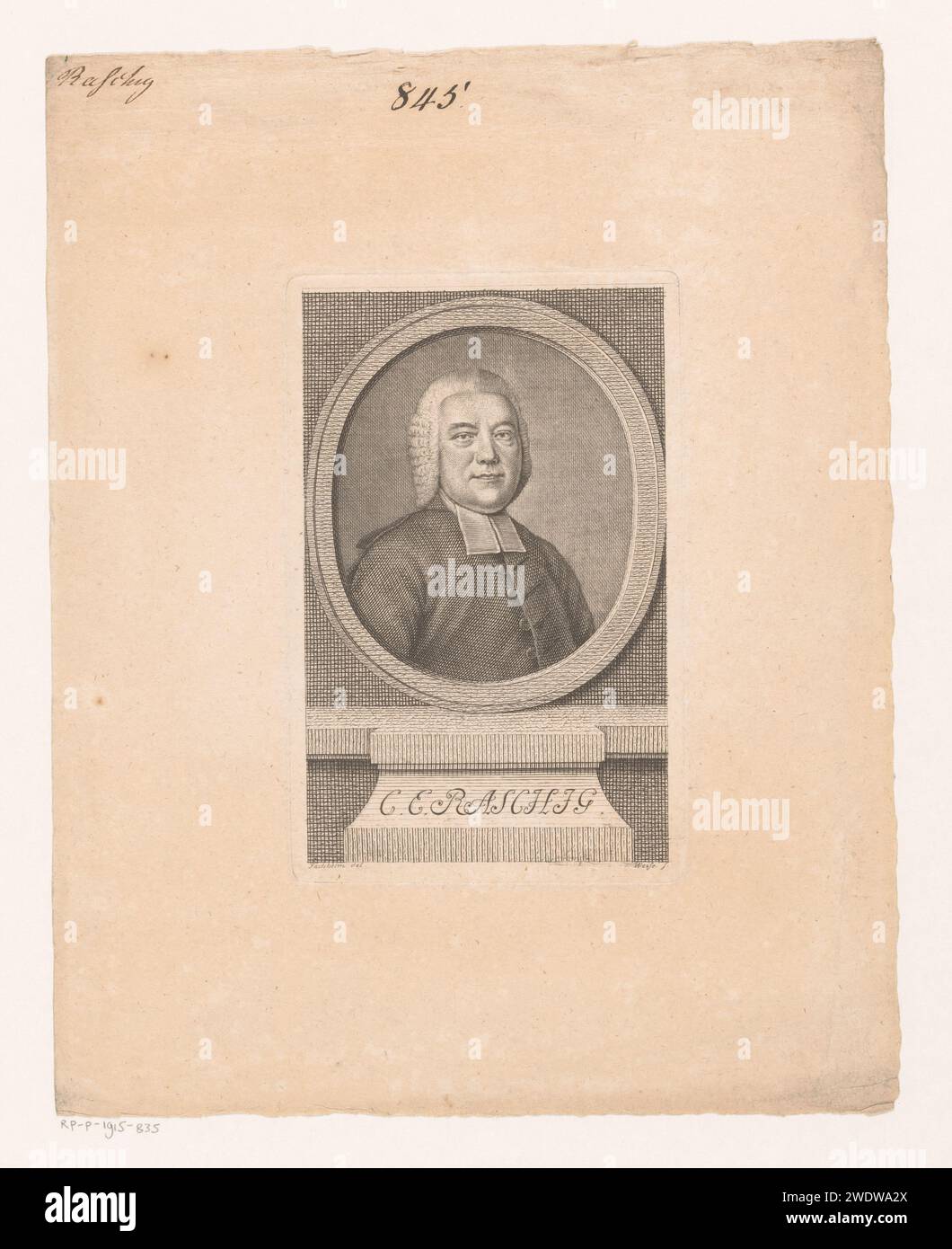 PortraT van Christoph Eusebius Raschig, Gotthelf Wilhelm Weise, after Johann Heinrich Tischbein (1722-1789), 1800 - 1810 print  Germany paper engraving historical persons Stock Photo