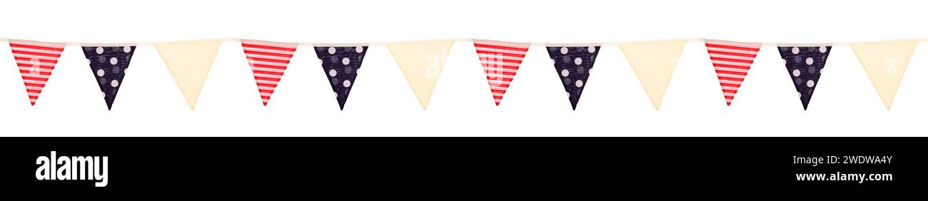 Red white and blue bunting isolated on a white background Stock Photo