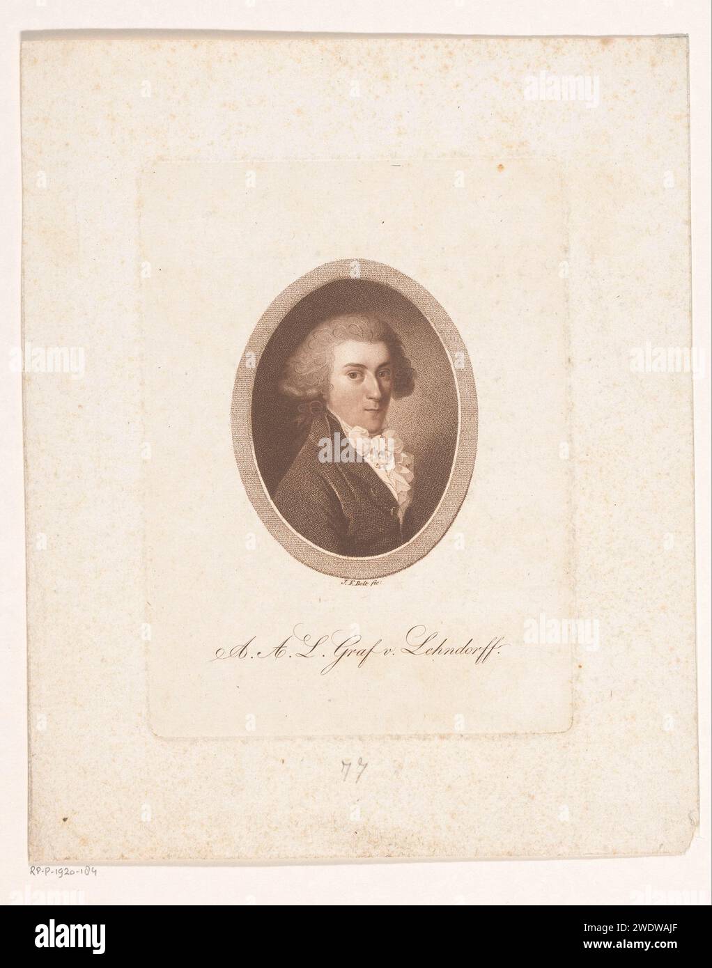 PortraT van August Adolph Leopold, Graf von Lehndorff, Johann Friedrich Bolt, 1779 - 1836 print  Berlin paper  historical persons Stock Photo