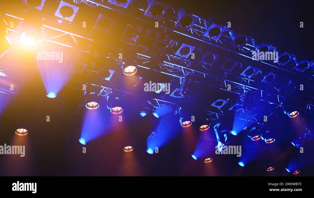 ceiling spotlights working during the show Stock Photo