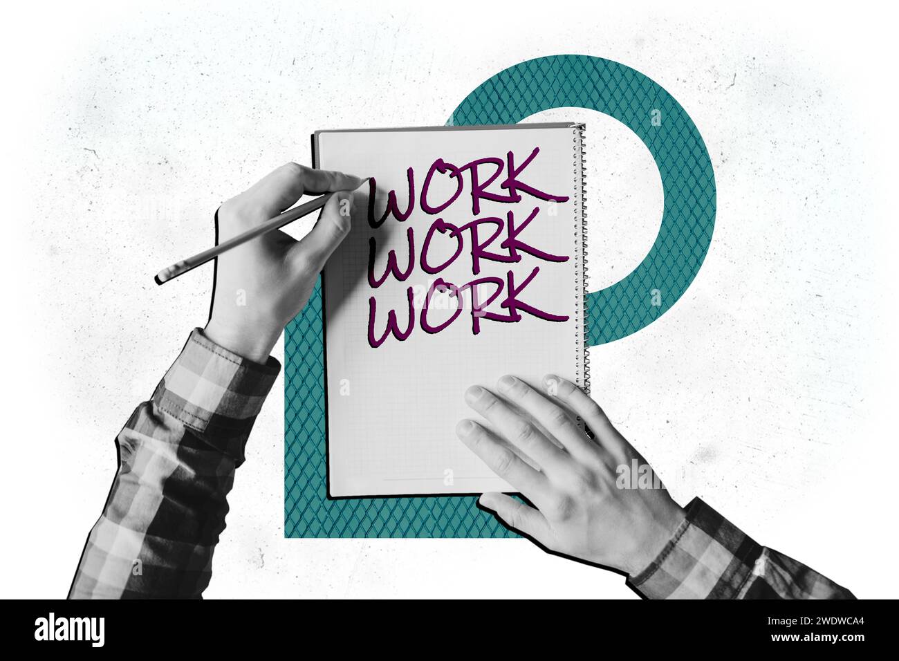 Collage creative poster image monochrome effect element human hands ...