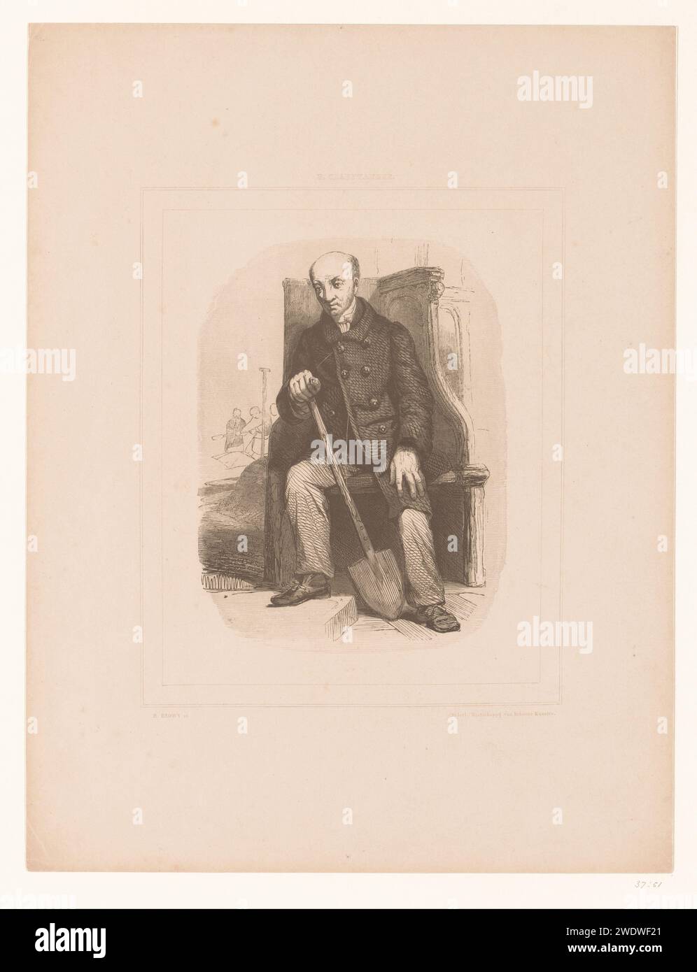 Grafdelver with Schep, Henry Brown, c. 1841 print   paper  grave digger. adult man Stock Photo