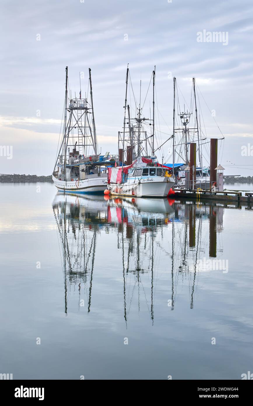 Richmond, Canada – January 20, 2024. Steveston Fisherman's Wharf Richmond Mist. Fisherman’s Wharf in the harbor of Steveston, British Columbia, Canada Stock Photo