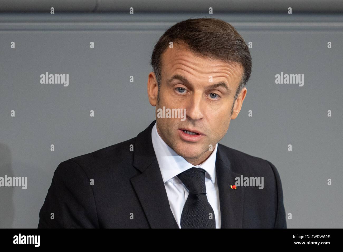 Berlin, Germany. 22nd Jan, 2024. Emmanuel Macron, President of France