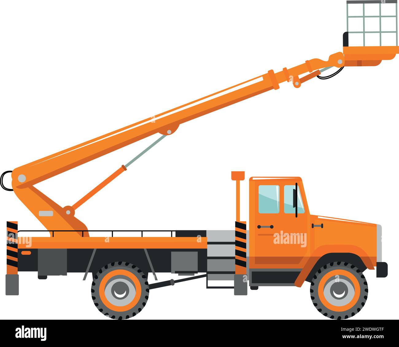 Aerial Work Platform Bucket Truck Icon in Flat Style Stock Vector Image